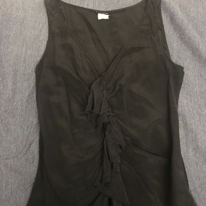 JCrew Silk Black Ruffle Top - Size 0